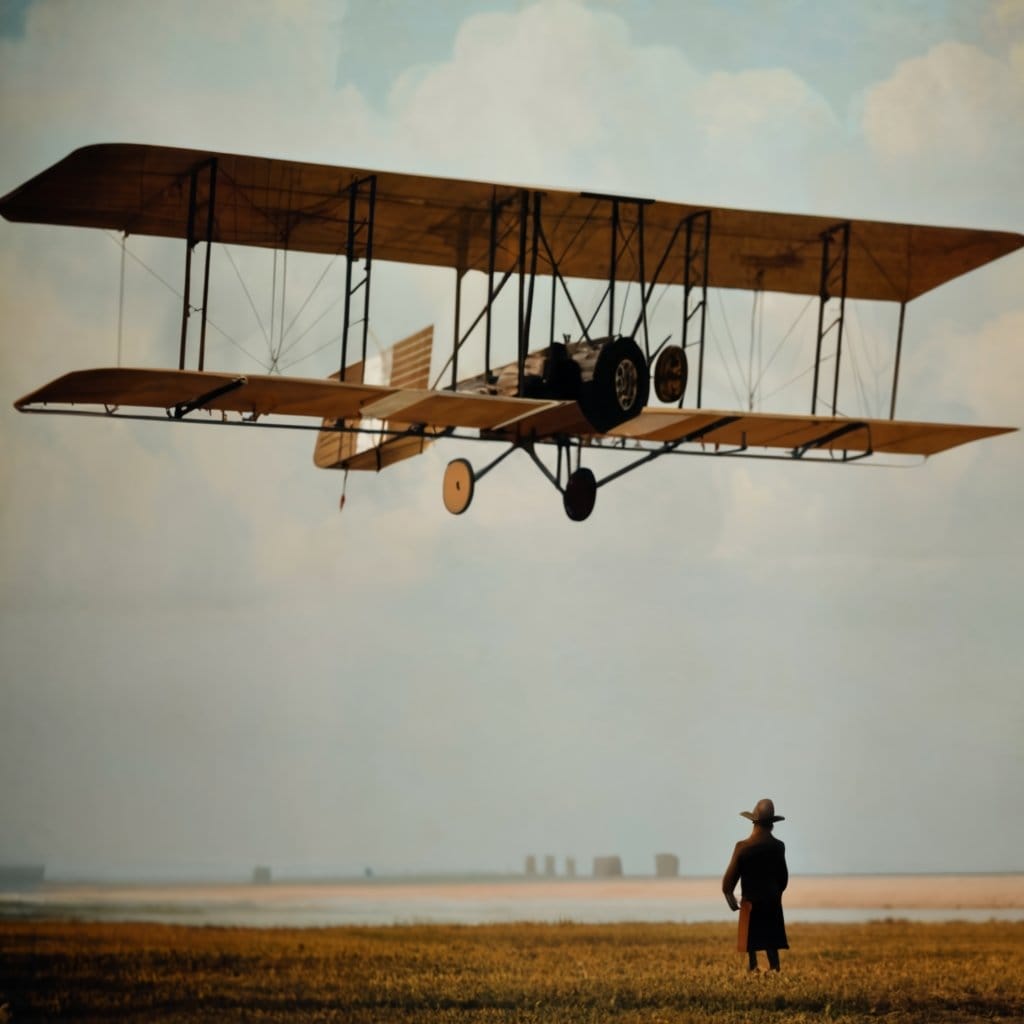 the first aircraft in aviation history showing Wright brothers' first flight